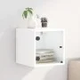 Mesita de noche con puerta de vidrio blanco 35x37x35 cm de , Mesitas de noche - Ref: Foro24-836462, Precio: 27,49 €, Descuent...