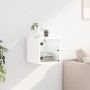 Mesita de noche con puerta de vidrio blanco 35x37x35 cm de , Mesitas de noche - Ref: Foro24-836462, Precio: 27,79 €, Descuent...
