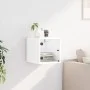 Mesita de noche con puerta de vidrio blanco 35x37x35 cm de , Mesitas de noche - Ref: Foro24-836462, Precio: 27,49 €, Descuent...