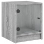 Mesita de noche con puerta de vidrio gris Sonoma 35x37x42 cm de , Mesitas de noche - Ref: Foro24-836353, Precio: 34,51 €, Des...