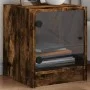 Mesita de noche con puerta de vidrio roble ahumado 35x37x42 cm de , Mesitas de noche - Ref: Foro24-836351, Precio: 33,25 €, D...
