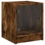 Mesita de noche con puerta de vidrio roble ahumado 35x37x42 cm de , Mesitas de noche - Ref: Foro24-836351, Precio: 33,25 €, D...