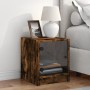 Mesita de noche con puerta de vidrio roble ahumado 35x37x42 cm de , Mesitas de noche - Ref: Foro24-836351, Precio: 33,80 €, D...