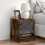 Mesita de noche con puerta de vidrio roble ahumado 35x37x42 cm de , Mesitas de noche - Ref: Foro24-836351, Precio: 33,25 €, D...