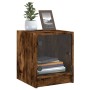 Mesita de noche con puerta de vidrio roble ahumado 35x37x42 cm de , Mesitas de noche - Ref: Foro24-836351, Precio: 33,80 €, D...