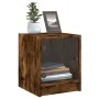 Mesita de noche con puerta de vidrio roble ahumado 35x37x42 cm de , Mesitas de noche - Ref: Foro24-836351, Precio: 33,25 €, D...