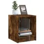 Mesita de noche con puerta de vidrio roble ahumado 35x37x42 cm de , Mesitas de noche - Ref: Foro24-836351, Precio: 33,25 €, D...