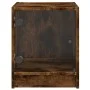 Mesita de noche con puerta de vidrio roble ahumado 35x37x42 cm de , Mesitas de noche - Ref: Foro24-836351, Precio: 33,25 €, D...