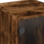 Mesita de noche con puerta de vidrio roble ahumado 35x37x42 cm de , Mesitas de noche - Ref: Foro24-836351, Precio: 33,80 €, D...