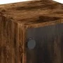 Mesita de noche con puerta de vidrio roble ahumado 35x37x42 cm de , Mesitas de noche - Ref: Foro24-836351, Precio: 33,25 €, D...