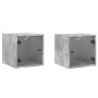 Mesitas noche puertas de vidrio 2 uds gris hormigón 35x37x35 cm de , Mesitas de noche - Ref: Foro24-836469, Precio: 44,30 €, ...
