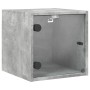 Mesitas noche puertas de vidrio 2 uds gris hormigón 35x37x35 cm de , Mesitas de noche - Ref: Foro24-836469, Precio: 44,30 €, ...