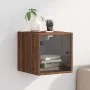 Mesita de noche con puerta de vidrio roble marrón 35x37x35 cm de , Mesitas de noche - Ref: Foro24-836474, Precio: 33,87 €, De...