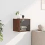 Mesita de noche con puerta de vidrio roble marrón 35x37x35 cm de , Mesitas de noche - Ref: Foro24-836474, Precio: 33,87 €, De...