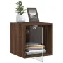 Mesita de noche con puerta de vidrio roble marrón 35x37x35 cm de , Mesitas de noche - Ref: Foro24-836474, Precio: 33,87 €, De...