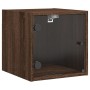 Mesita de noche con puerta de vidrio roble marrón 35x37x35 cm de , Mesitas de noche - Ref: Foro24-836474, Precio: 34,33 €, De...