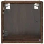 Mesita de noche con puerta de vidrio roble marrón 35x37x35 cm de , Mesitas de noche - Ref: Foro24-836474, Precio: 33,87 €, De...
