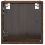Mesita de noche con puerta de vidrio roble marrón 35x37x35 cm de , Mesitas de noche - Ref: Foro24-836474, Precio: 34,33 €, De...