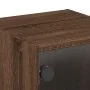 Mesita de noche con puerta de vidrio roble marrón 35x37x35 cm de , Mesitas de noche - Ref: Foro24-836474, Precio: 33,87 €, De...