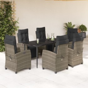 Set comedor jardín 7 pzas y cojines ratán sintético gris en Conjuntos de jardín | Comprar online en Foru.es