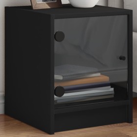 Mesita de noche con puerta de vidrio negro 35x37x42 cm de , Mesitas de noche - Ref: Foro24-836345, Precio: 33,57 €, Descuento: %