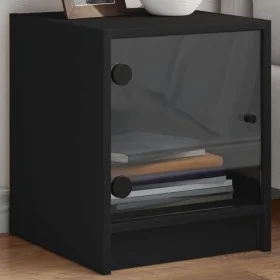 Nachttisch mit schwarzer Glastür 35x37x42 cm von , Nachttische - Ref: Foro24-836345, Preis: 33,13 €, Rabatt: %