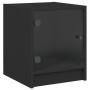 Mesita de noche con puerta de vidrio negro 35x37x42 cm de , Mesitas de noche - Ref: Foro24-836345, Precio: 33,57 €, Descuento: %