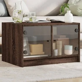 Mesa de centro con puertas de vidrio marrón roble 68x50x42 cm de , Mesas de centro - Ref: Foro24-836370, Precio: 45,16 €, Des...