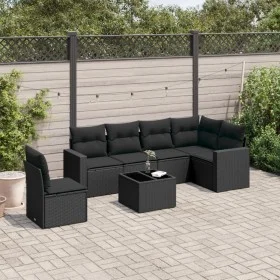 Set de comedor de jardín 7 pzas y cojines ratán sintético negro de , Conjuntos de jardín - Ref: Foro24-3219025, Precio: 460,0...