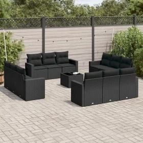 Gartensofa-Set und Kissen, 13-teilig, aus schwarzem Kunststoff-Rattan. von , Modulare Sofas für den Außenbereich - Ref: Foro2...
