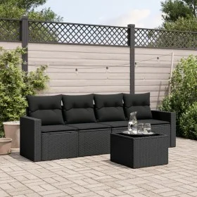 Set de muebles de jardín 5 pzas y cojines ratán sintético negro by , Modular outdoor sofas - Ref: Foro24-3251022, Price: 344,...