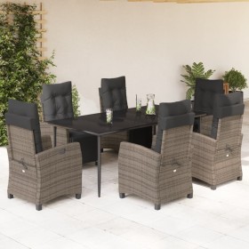 Set comedor jardín 7 pzas y cojines ratán sintético gris en Conjuntos de jardín | Comprar online en Foru.es