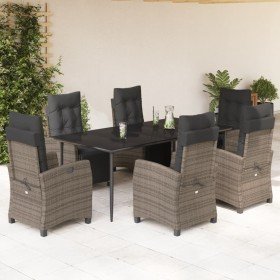 Set comedor jardín 7 pzas y cojines ratán sintético gris en Conjuntos de jardín | Comprar online en Foru.es