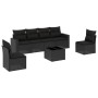 Set de comedor de jardín 7 pzas y cojines ratán sintético negro de , Sofás modulares de exterior - Ref: Foro24-3251152, Preci...