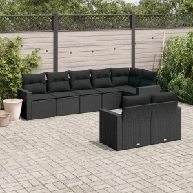 8-teiliges Gartensofa-Set und Kissen aus schwarzem Kunststoff-Rattan. von , Modulare Sofas für den Außenbereich - Ref: Foro24...