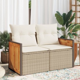 Sofá de jardín con cojines de 2 plazas ratán sintético beige de , Sofás de exterior - Ref: Foro24-366068, Precio: 143,75 €, D...