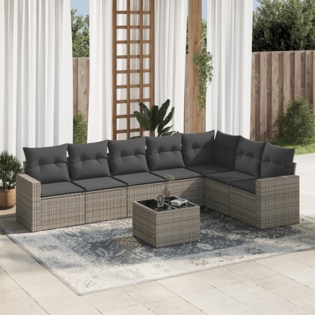 Set de sofás de jardín 8 pzas y cojines ratán sintético gris de , Conjuntos de jardín - Ref: Foro24-3219050, Precio: 471,46 €...