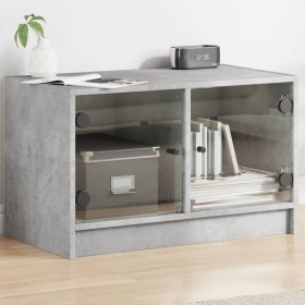 Mueble de TV con puertas de vidrio gris hormigón 68x37x42 cm de , Muebles TV - Ref: Foro24-836360, Precio: 38,34 €, Descuento: %