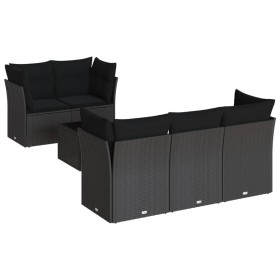 Set de sofás de jardín 6 piezas y cojines ratán sintético negro de , Conjuntos de jardín - Ref: Foro24-3249084, Precio: 428,3...