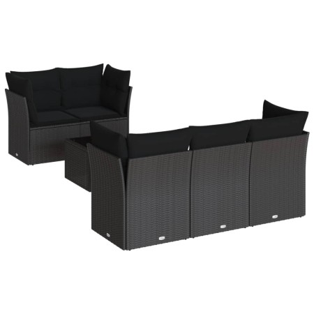 Set de sofás de jardín 6 piezas y cojines ratán sintético negro de , Conjuntos de jardín - Ref: Foro24-3249084, Precio: 428,3...