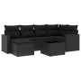 Set de comedor de jardín 7 pzas y cojines ratán sintético negro de , Sofás modulares de exterior - Ref: Foro24-3251602, Preci...