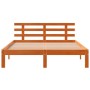 Estructura cama con cabecero madera pino marrón cera 135x190 cm de , Camas y somieres - Ref: Foro24-844269, Precio: 110,26 €,...