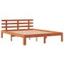 Estructura cama con cabecero madera pino marrón cera 140x200 cm de , Camas y somieres - Ref: Foro24-844274, Precio: 102,33 €,...
