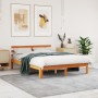 Estructura cama con cabecero madera pino marrón cera 140x200 cm de , Camas y somieres - Ref: Foro24-844274, Precio: 102,33 €,...