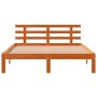 Estructura cama con cabecero madera pino marrón cera 140x200 cm de , Camas y somieres - Ref: Foro24-844274, Precio: 102,33 €,...