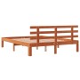 Estructura cama con cabecero madera pino marrón cera 140x200 cm de , Camas y somieres - Ref: Foro24-844274, Precio: 102,33 €,...