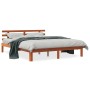 Estructura cama con cabecero madera pino marrón cera 160x200 cm de , Camas y somieres - Ref: Foro24-844276, Precio: 121,50 €,...