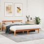 Estructura cama con cabecero madera pino marrón cera 160x200 cm de , Camas y somieres - Ref: Foro24-844276, Precio: 121,50 €,...