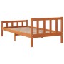 Estructura cama con cabecero madera pino marrón cera 90x190 cm de , Camas y somieres - Ref: Foro24-844390, Precio: 76,94 €, D...