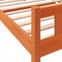 Estructura cama con cabecero madera pino marrón cera 90x190 cm de , Camas y somieres - Ref: Foro24-844390, Precio: 76,94 €, D...